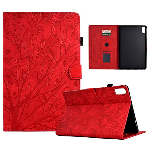 Bxithnr® Hülle für Lenovo Tab P11 (2nd Gen)/ Pad Plus 2023 (11,5 Zoll) Tablet Schutzhülle PU Leder mit Standfunktion und Stifthalter, Flip Cover Case Baum für Lenovo Tab P11 Gen 2 - Rot