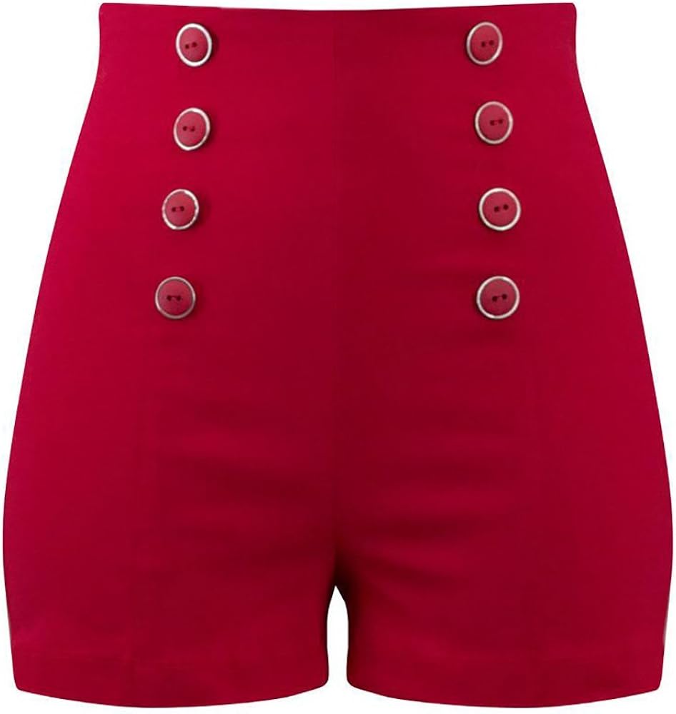 red high waisted hot pants