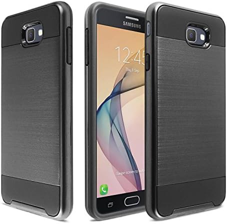J7 Prime Case, Samsung On7 (2016) Case, Onyxii Hybrid Dual Shockproof Layer Brushed Texture Slim Protector Cover for Samsung Galaxy J7 Prime / On7 2016 Version / SM-G610 - Black