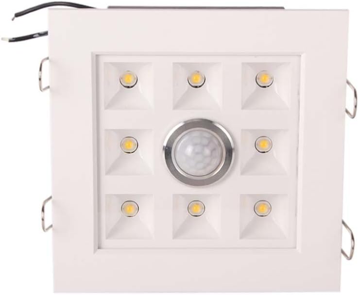 LEDHOLYT 8W White Square Human Body Induction Light Motion Sensor Infrared Panel Ceiling Lamp