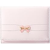 Sunwel Fashion Wallets Girls Cute Coquette Bow Small Wallet Aesthetic Card Holder ID Window Purse for Women (PINK BOW PINK)