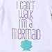 Lily.Pie Baby Girls I Can't Walk I'm a Mermaid Bodysuits Infant Cotton Rompers Outfits (3-6M, White)