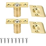 JQK Closet Ball Catch Door Hardware, Stainless Steel Catch Adjustable with Strike Plate, Gold Finish 2 Pack, HBC100-BG-P2