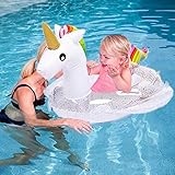 Memeoriestime Unicorn Floaties for Kids, Inflatable Unicorn Float for Pool Toddler Floats Swimming Rings with Glitters Summer Outdoor Pools Rafts for Boys Girls 12+ Months