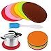 Jiaoyabuy 6pcs Multipurpose Extra Thick Silicone Trivet Hot Mat, Insulation Pads, Pots and pans Mat, Spoon Rest, Bar Mat, Coasters, Jar Opener, for Home, Kitchen Utensils, Dining Usage(Brush Gift)