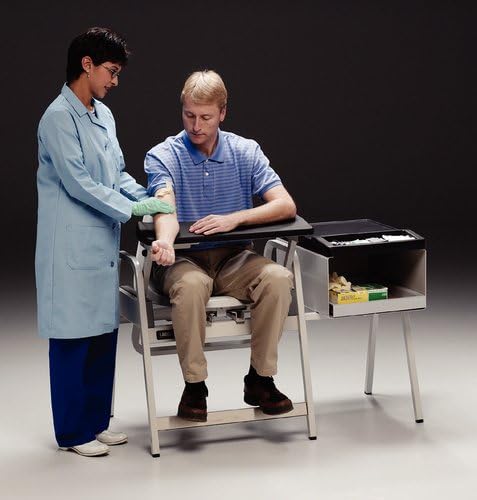 Labconco 1132200 White Bariatric Blood Drawing Chair, 30.75" Length, 42.45" Height, 50.1" Width