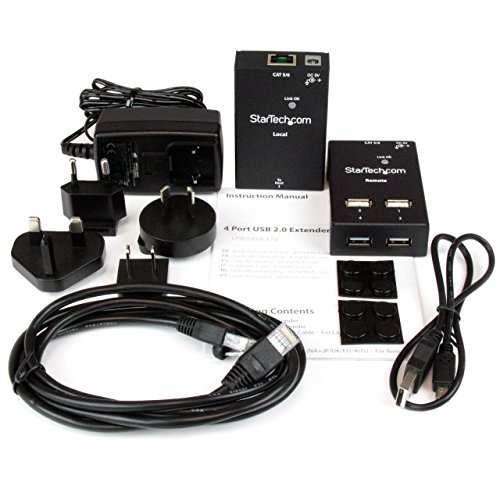 StarTech.com 4-Port USB 2.0-Over-Cat5/6 Extender up to 130-Feet with Compact USB Extension (USB2004EXTV)