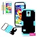 OMIU Hybrid 3-Piece Silicone/PC Armor Hard Case with Screen Protector and Stylus for Samsung Galaxy S5 - Black/Blue