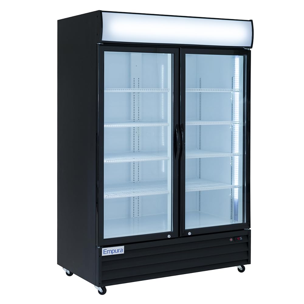 Photo 1 of *******FACTORY SEALED******** Empura 52" Reach-In Refrigerator with Two-Swing Glass Door | Merchandiser Beverage Display Fridge for Convenience Grocery Store | 50 Cu. Ft. | 85.4"H x 48.3"W x 25.6"D, Black Exterior Steel, 115V, NSF
