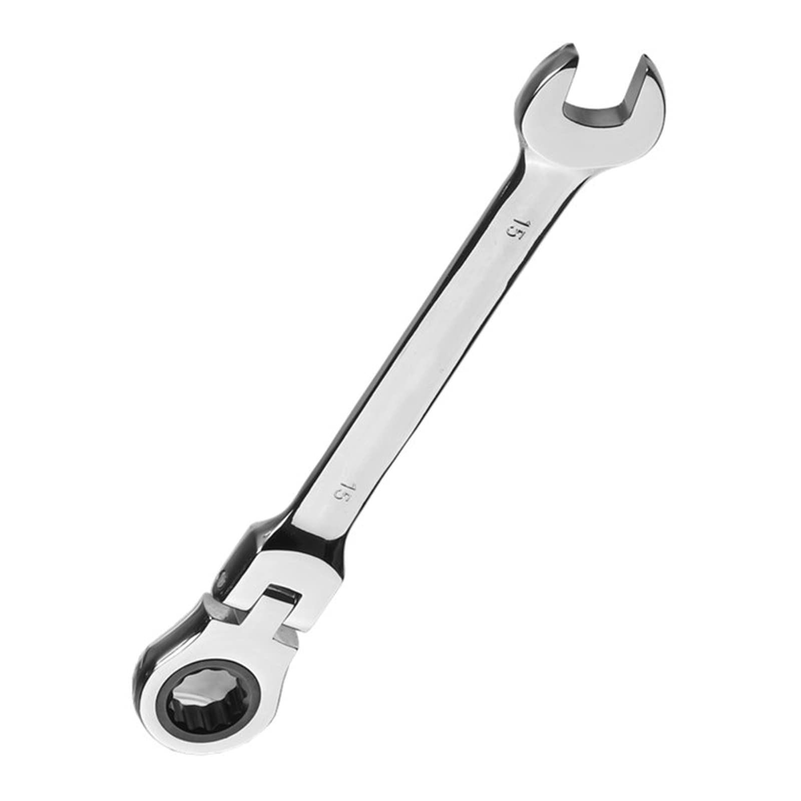 Vokenforu 15mm Flex-Head Ratchet Spanner, Metric Wrench, Chrome Vanadium Steel, Combination Tool for Car Bicycle Repair at Home Workshop — image 1