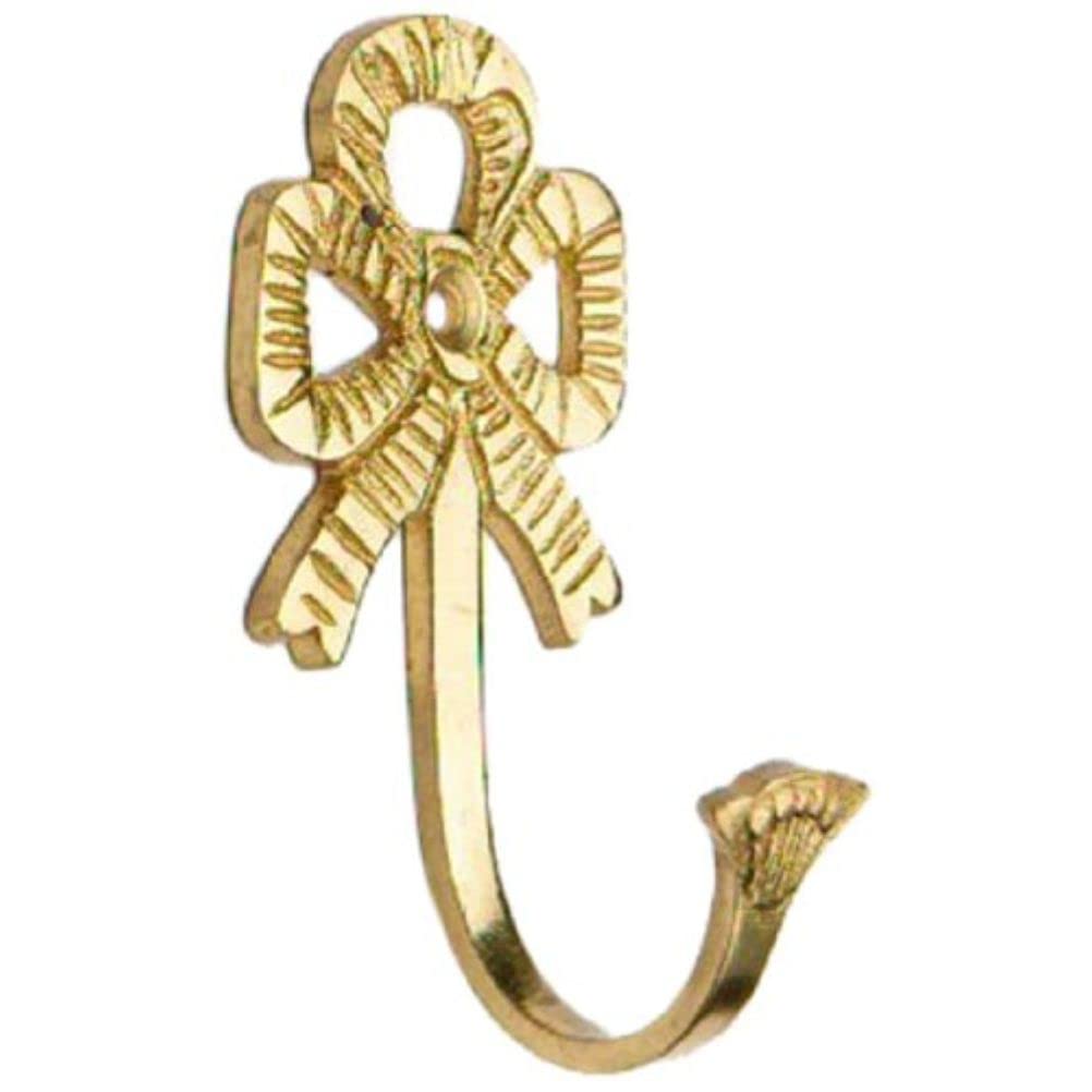 Merriway® BH01625 (2 Pcs) Bow Curtain Drapery Hold Back Tie Back Hooks, 75mm (3 inch) Brass - Pack of 2 Pieces