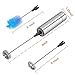 LQQBSTORAGE Milk Frother Stainless Steel Blender Handheld Electric Milk Frother for Milk Coffee etc Attached Single/Double Spring Whisk Head Cleaning Brush and Stand-Silver