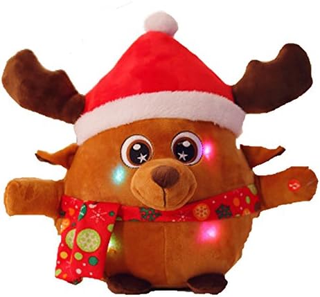 Pingstore Christmas Doll Creative Santa Claus And Elk Luminous music Plush Doll Christmas Electronic Cotton Sining Toy