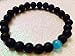 Cat Eye Jewels Natural Black Matte Agate Onyx Stones Bead Bracelet with Blue Semi-Precious Water Drop Stones Stretch Bracelet (H61)