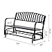 Outsunny Outdoor Glider Bench, Glider Bench for Outside Patio with Armrests, Slatted Seat & Backrest, Loveseat with Power Coated Steel Frame, Black
