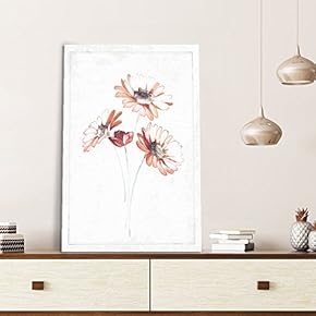 Canvas Wall Art - Watercolor Paint Red Sunflower Aster Flower Series Artwork - Giclee Print Gallery Wrap Modern Home Art Ready to Hang - 12x18 inches