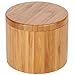 Lily's Home Round Bamboo Jar, Salt and Spices Storage Container, Small 6oz Salt Wooden Box With Magnetic Lock