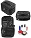 JAVOedge Quilted Makeup Brush Cosmetic Travel Organizer Bag w/Clear PVC Zipper Bag (4 PCS Set: XSM, SM, MED, LG Sizes)