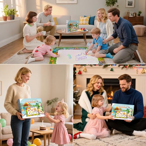 Children's Gift 1-3 Years – Water Drawing Mat 110 x 70 cm, Baby Toy 1 2 3 Years, Educational Toys for Children, Giant Colouring Pages Painting Mat Gift for Boys and Girls