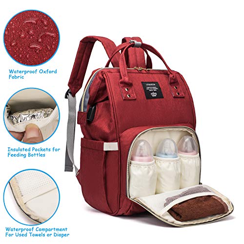 Diaper Bag Backpack, LEQUEEN Waterproof Stylish Multifunction Large