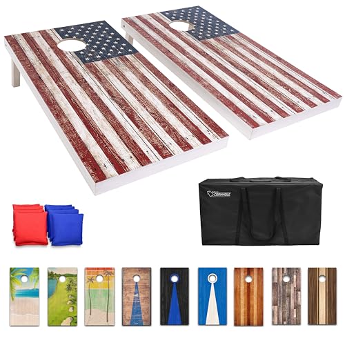 GoSports 4 x 2 ft Regulation Size Wood Cornhole Boards - 10 Vintage Wood Designs (Choose Your Style)