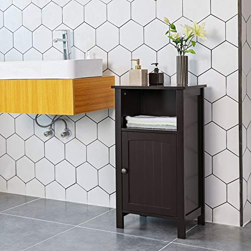 VASAGLE Bathroom Floor Storage Adjustable Shelf Espresso