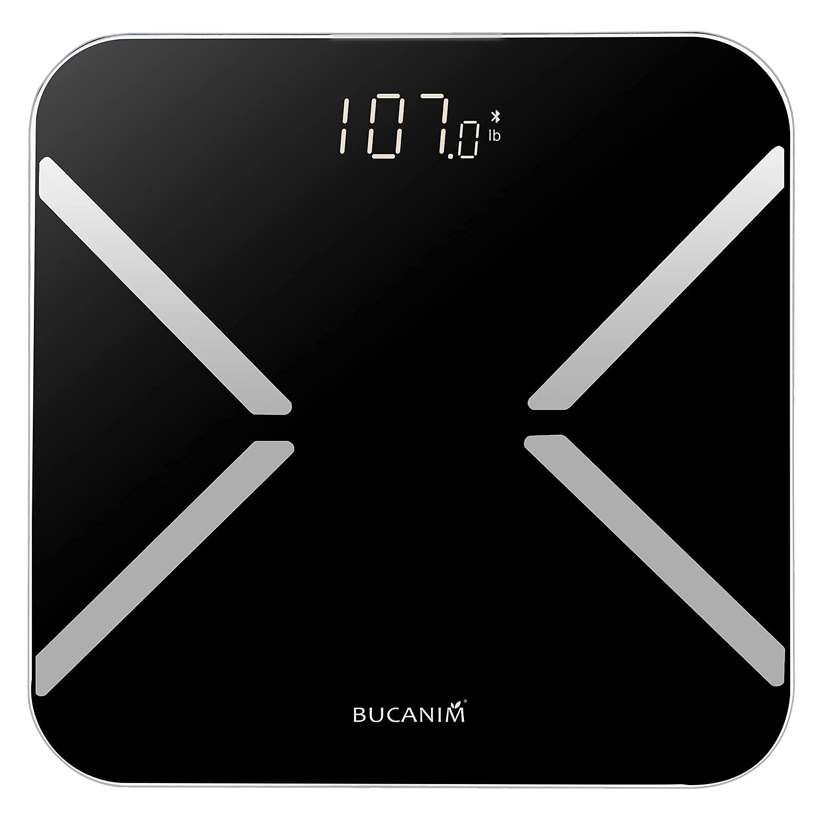 Bucanim Digital Bathroom Scales Smart BMI Body Analyzer Bluetooth Scale Step-on Technology Body Composition Monitor with APP Measure Weight, Body Fat, Water, Muscle, and Bone Mass (Curve)