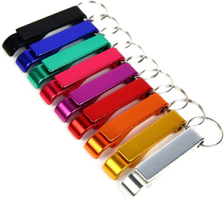 Portable Bottle Opener Key Rings Compact Aluminum Alloy Bottle Can Jar Opener Creative Metal Bar Beer Novelty Gift Tool 9pcs (Assorted Color)