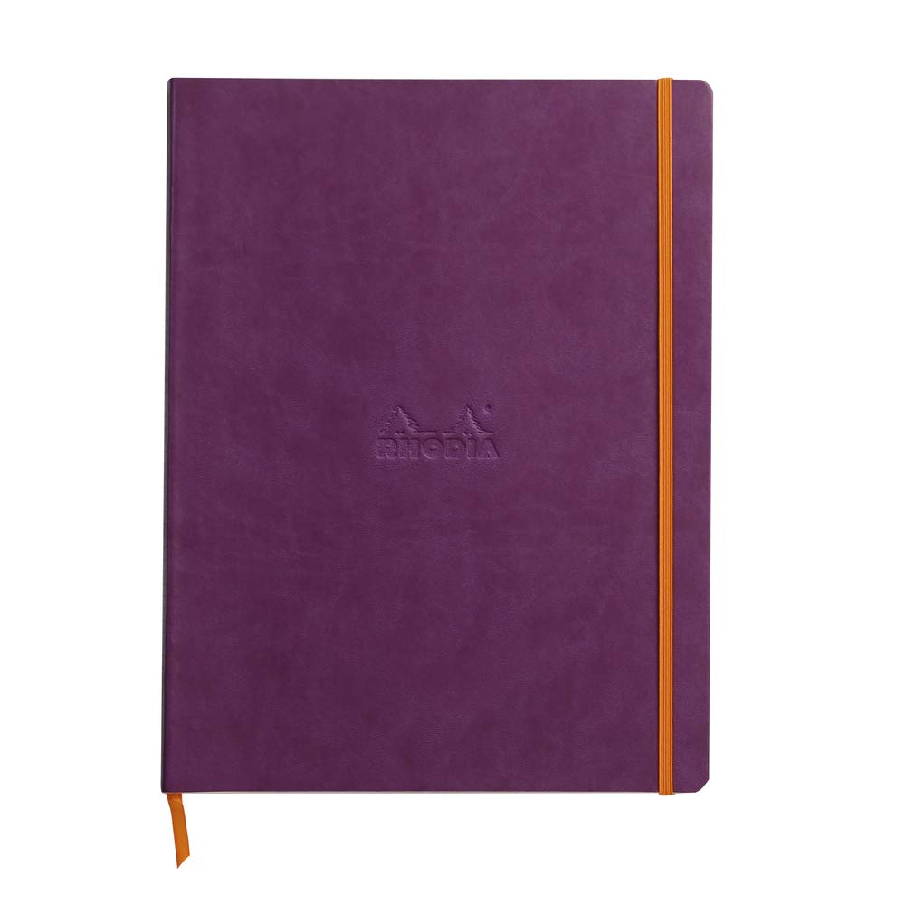 RHODIA 117710C - Purple Flexible Notebook - A4+ - Lined - 160 Detachable Pages - Ivory Clairefontaine Paper 90 g/m - Bookmark, Elastic Closure - Faux Leather Cover - Rhodiarama Collection