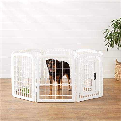 AmazonBasics 8-Panel Plastic Pet Pen Fence Enclosure With Gate - 59 x 58 x 28 Inches, White - Thumbnail 2