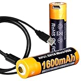 Two Pack: Fenix ARB-L14-1600U USB Rechargeable 1.5V 1600mAh High-Capacity 14500 (Li-Ion AA Alternative) Batteries (x2) with LumenTac USB Charging Cable