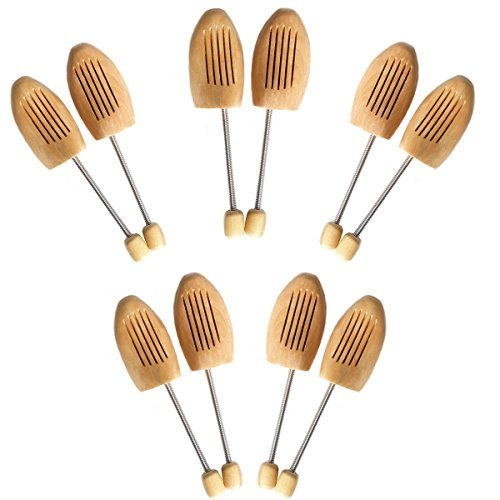 OULII 5 Pairs of Adjustable Wooden Shoe Tree Stretcher Shaper Keeper - EU Size 43-44