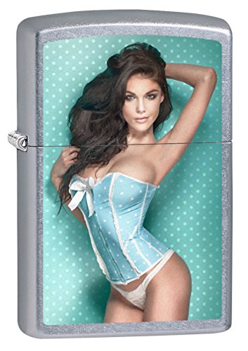 Zippo lighter: girl with blue corset - street chrome 76365