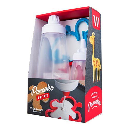 Whiskware Pancake Batter Bottle, Two Silicone Pancake Molds, and Two