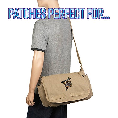 Pot Smoking Pals Lazy Hanging Sloth - Iron on Embroidered Patch Applique