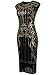 Vijiv 1920s Vintage Inspired Sequin Embellished Fringe Long Gatsby Flapper Dress, Glam Gold, L