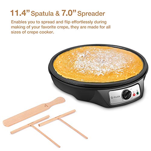 iSiLER Beechwood Crepe Spreader and Spatula Set, 2 Pieces 7 inches Crepe Spreaders, 1 Piece 11.4 inches Crepe Spatula