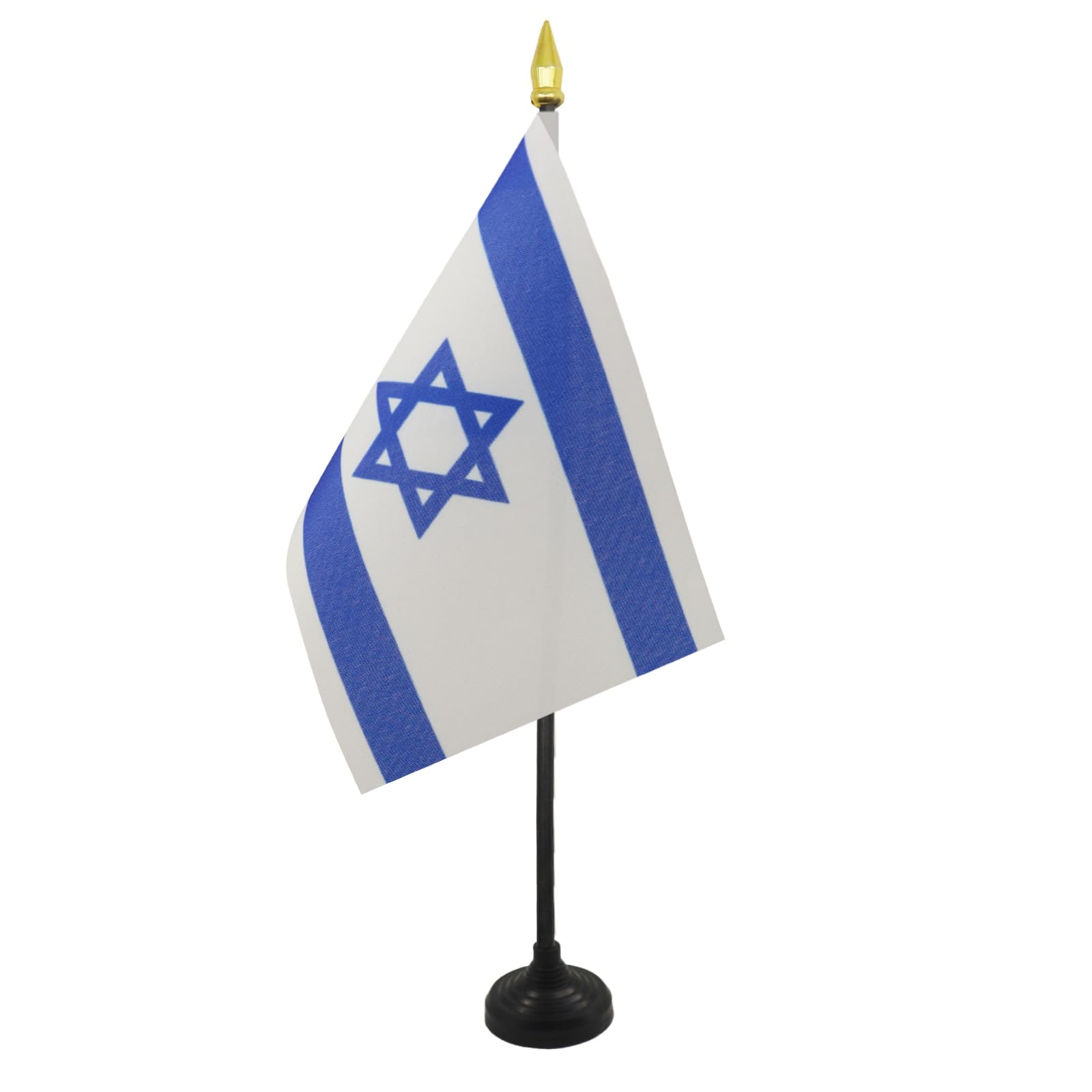AZ FLAG - Israel Table Flag 4'' x 6'' - Israeli Mini Desk Flag 100% Polyester 15 x 10 cm - Office Mini Banner with 10'' Pole - Golden Spear