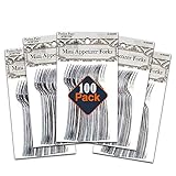 Appetizer Forks Value Pack -- 100 Silver Mini Forks for Appetizers (Disposable)