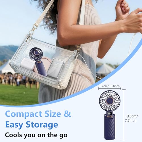 Ventilador Portátil, 4500mAh Recargable Ventilador de Mano, Hasta 20 Horas de Autonomía, 5 Velocidades, Pantalla LED, Ajustable 180° 3-en-1, Silencioso Ventilador Pequeño para Viajes, Oficina, Hogar