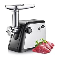 Homeleader Electric Meat Grinder, Meat Mincer with 3 Grinding Plates and Sausage Stuffing Tubes for Home Use &Commercial, Stainless Steel, Black