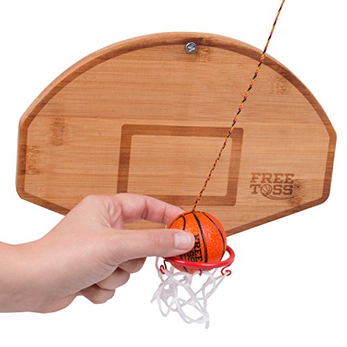 Basketball And Hoop Swing Game - Tiki Toss Free Toss- Be The First To Swing A Basket 100% Bamboo Party Game (All Parts Included)