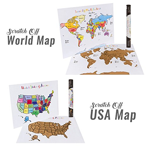 USA + World Scratch-Off Map Bundle - Includes 2 Individual Watercolor
Pastel Travel Tracker Maps (United States & World) - Track Countries +
US States Visited - Christmas Stocking Stuffer Gift
