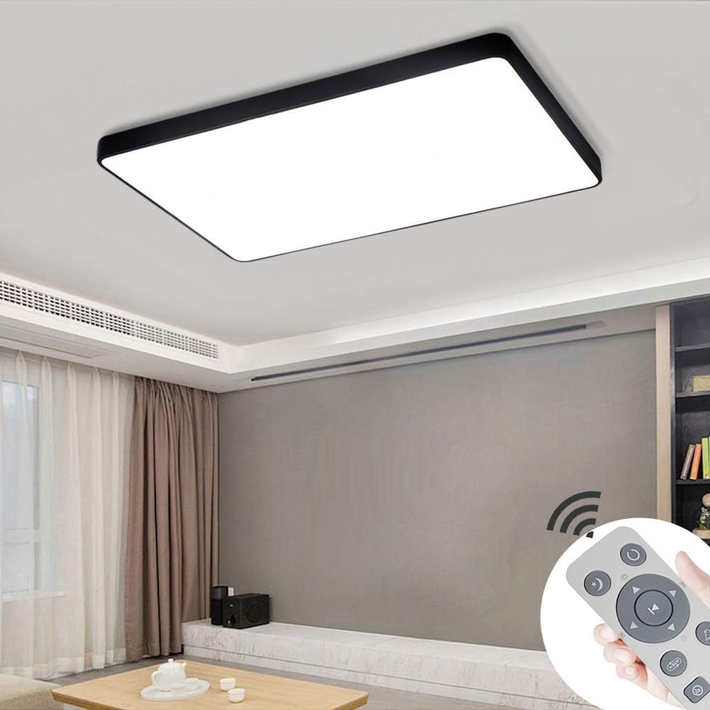 STCH Modern LED Ceiling Light, Dimmable 3000K/4000K/6500K, Black 4 Rings Flush Mount Ceiling Lamp, Ceiling Light Fixture With Remote, Ceiling Lamp For Bedroom Kitchen Hallway Living Room Office