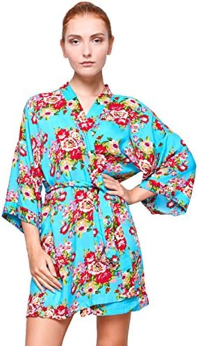 Bridesmaid Robe, Set Of Robes, Bridal Party Robes, Cotton Kimono Robes, Bride Bridesmaid robess (Regular 40", Teal)