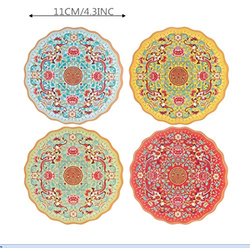 Coffee Silicone Drink Coasters Cup Mats Covers lid for Chinese element pattern Wine Glass Tea Home Gift Idea Food Grade Anti-dust Cover Coffee Table Mug Beer Bottle (Phoenix)
