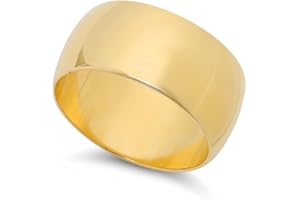 The Bling Factory 14k Yellow Gold Heavy Plated 10mm Wide Smooth Domed Wedding Band Ring