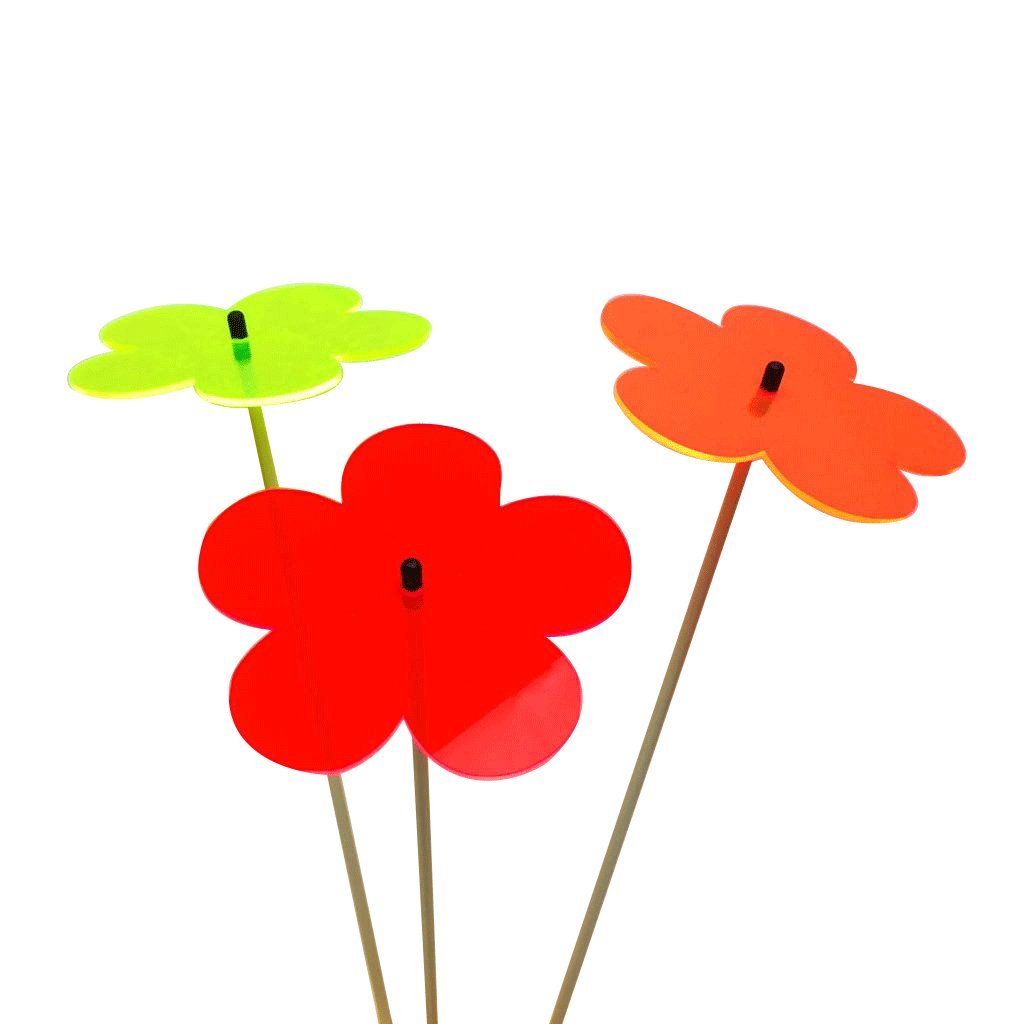 SunCatcher Garden Decor Ornaments Blossom Set of 3 Large Garden Stakes 75cm, 29.5 inch high Indoor Outdoor Yard Accessory, Gift for Gardener, Colour:red/orange/green (3) RG