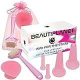 Facial Cupping Set Face Massager - FACE UP STARLET! AIM FOR THE STARS - Cupping Therapy - Silicone Cupping Set - Dermal Roller For Face - Silicone Face Brush - Conjunto de Ventosas Faciales