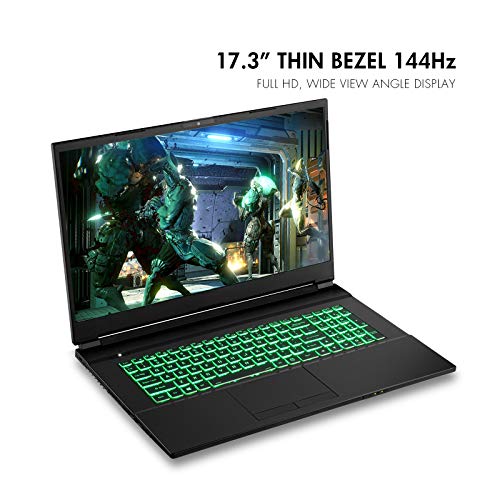 Sager NP7877DW 17.3-Inch Thin Bezel FHD 144Hz Gaming Laptop, Intel i7-10875H, RTX 2060 6GB, 16GB RAM, 500GB NVMe SSD, Windows 10